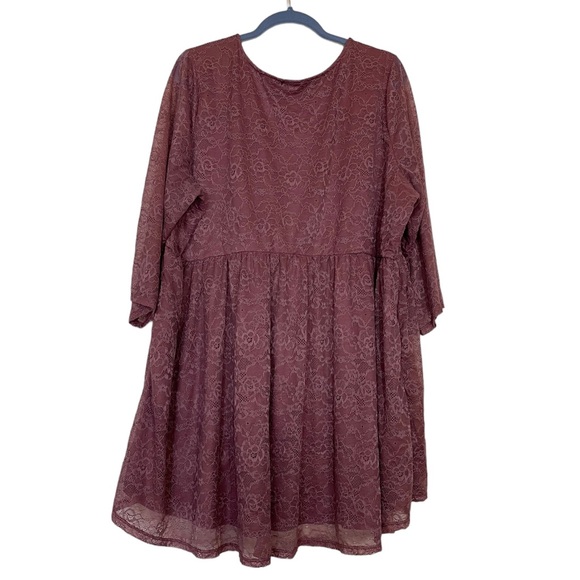 TORRID BABYDOLL ROSE SUPER SOFT SCOOP NECK LACE SLEEVE TUNIC TOP - Picture 6 of 6